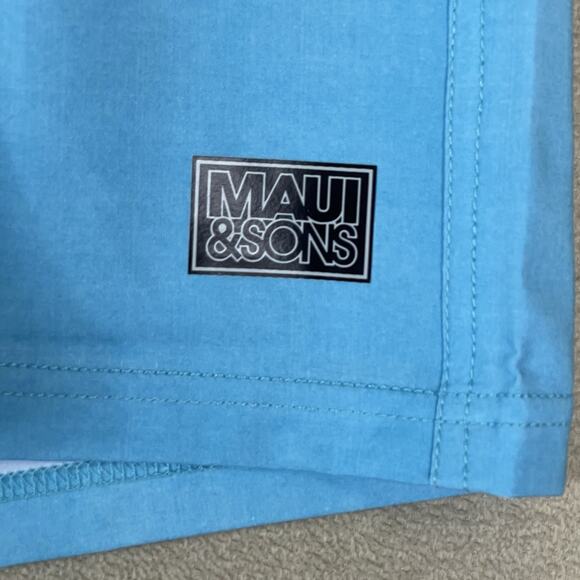 Maui and Sons Board Short Mens 32 Blue 4 Way Stretch Drawstring Waist Linerless - Picture 9 of 13